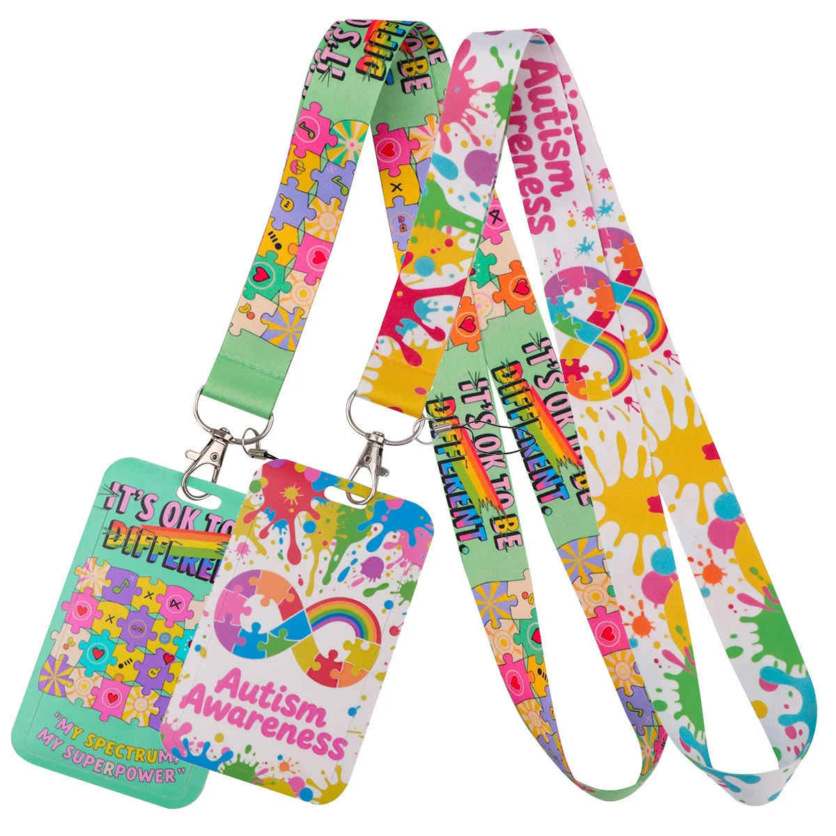 

Autism Awareness Puzzle Credential Holder Lanyards for Key Neck Strap For Card Badge Gym Keychain Keyring Accessories Gifts