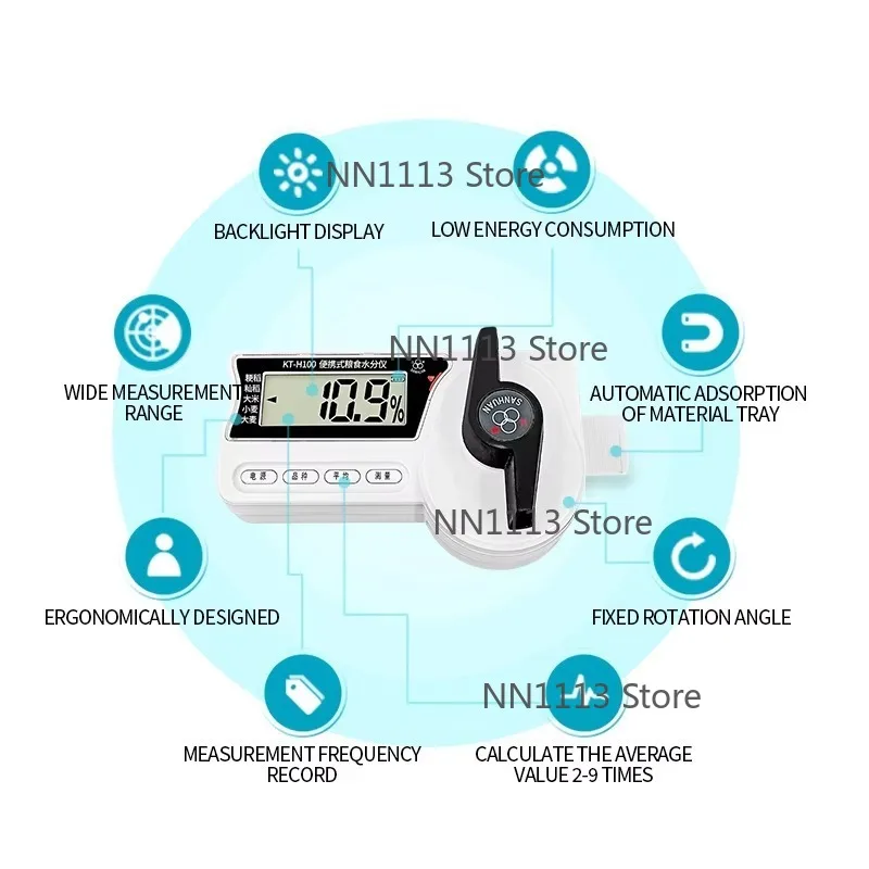 Portable Digital Moisture Meter KT-H100 for Rice Paddy Corn Coffee Bean Seeds Grain Testing
