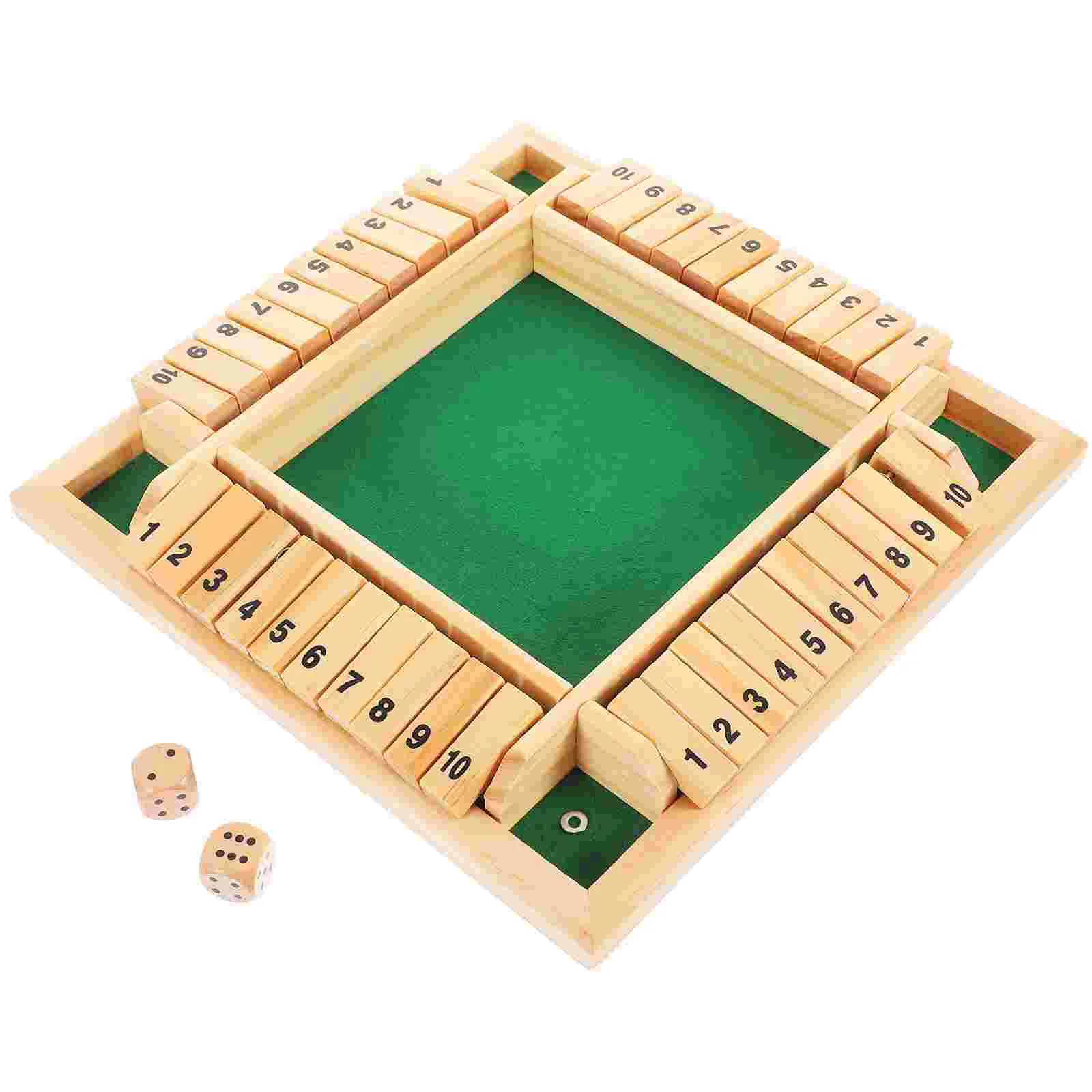 Wooden Shut The Box Game Four-Sided Flop Games Parent-Child Board Game Flip 10 Numbers Tabletop Games Educational Toys