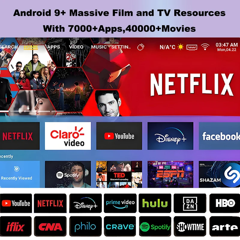 جهاز عرض محمول 4K 700 ANSI 1080P Full HD التركيز التلقائي أندرويد المسرح المنزلي واي فاي BT5.1 مشاريع الرؤية الليلية للفيلم الخارجي #2