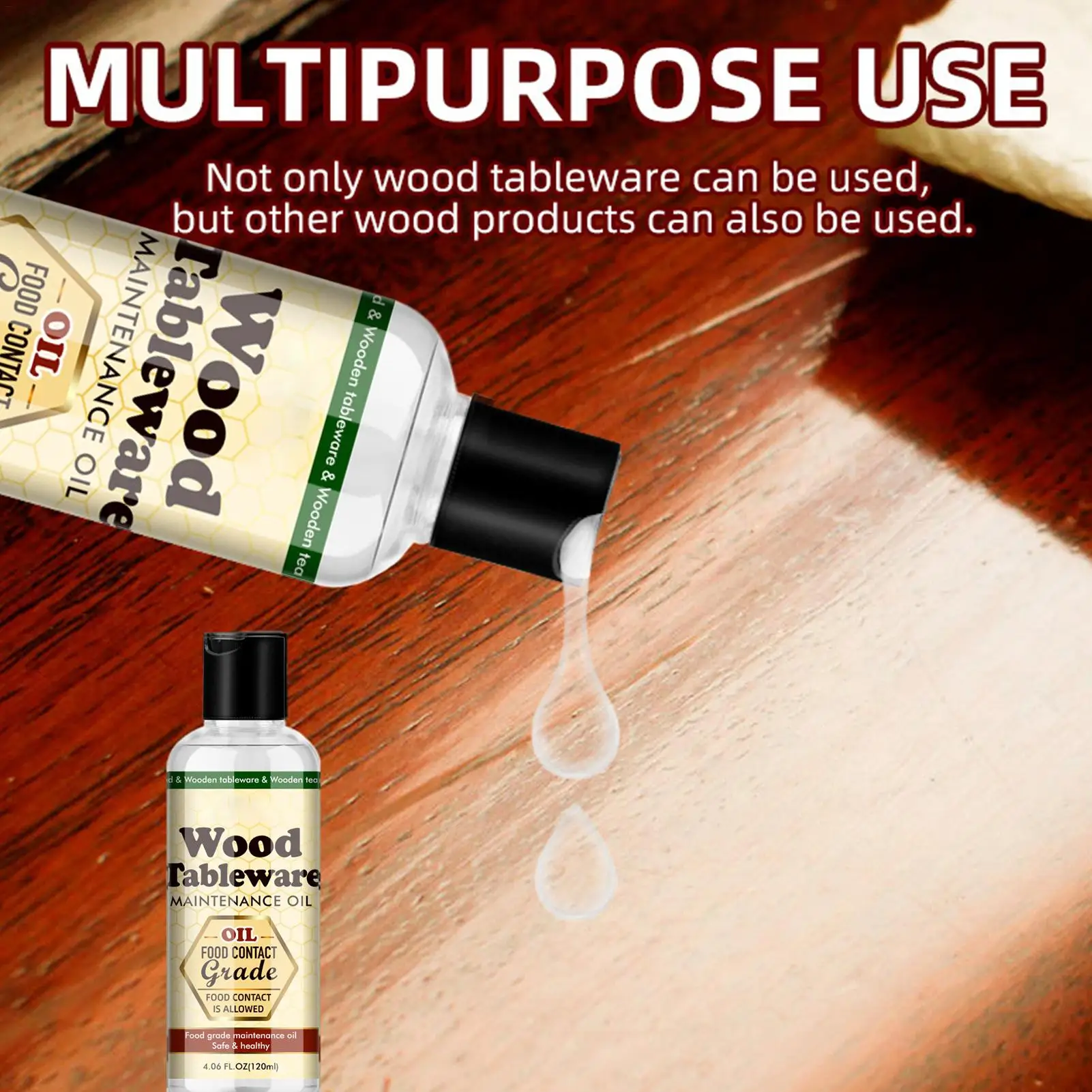Wood Conditioner Oil Food-Safe Maintenance Oil For Cutting Boards & Furniture, Wooden Tableware Care, Water & Stain Protection