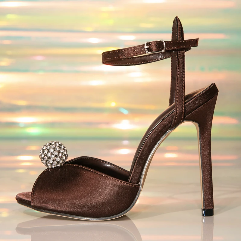 Aneikeh Fashion Summer Sexy Thin High-heeled Rhinestone Pearl Pointed Toe Open Toe Sandals Women's Stripper Party Ladies Shoes view 5