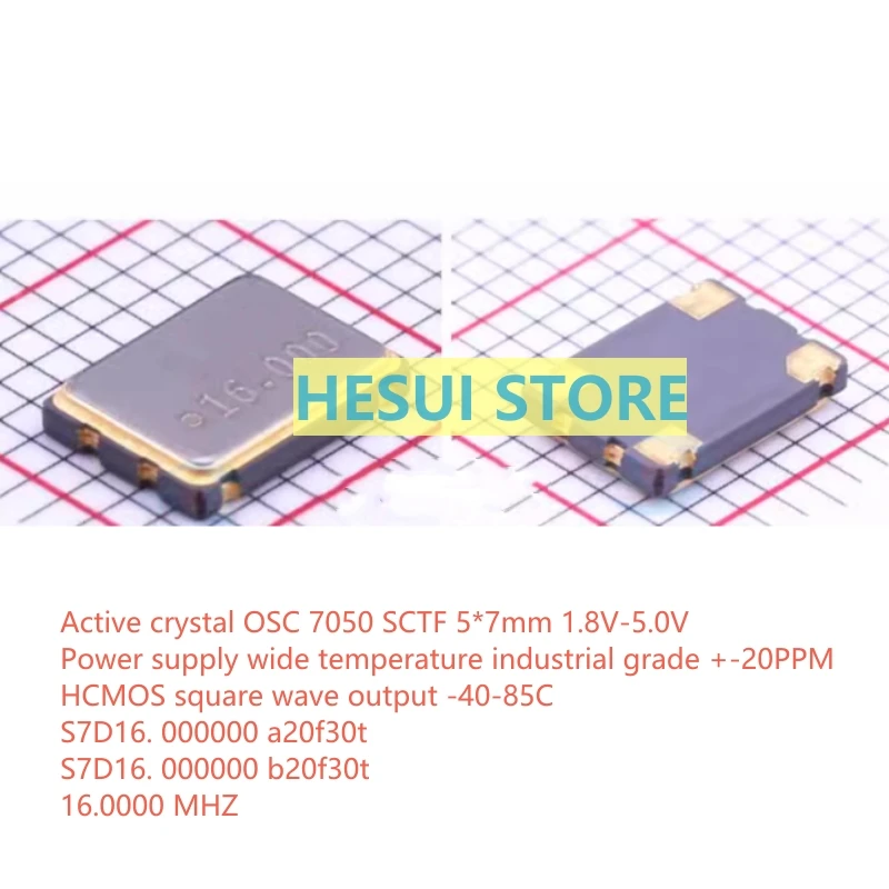 SMD Chip Crystal Oscillator, Chip ativo, 16MHz, 16M, 16.000MHz, 5070, 7050, 5x7