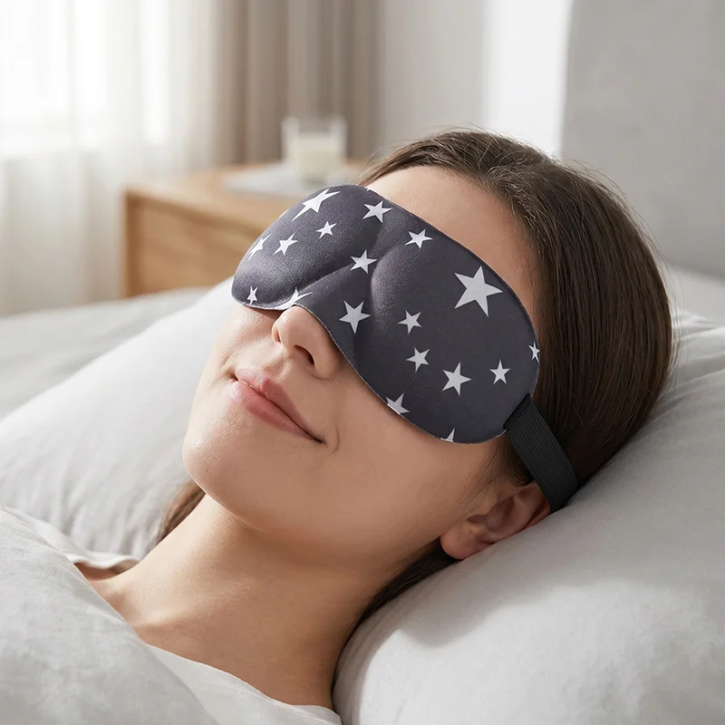 3D Nahtlose 3D-Augenmaske, schwarze, schattierende Schlafmaske für Studenten, Augenmaske für die Mittagspause mit Leopardenmuster und Sternmustern