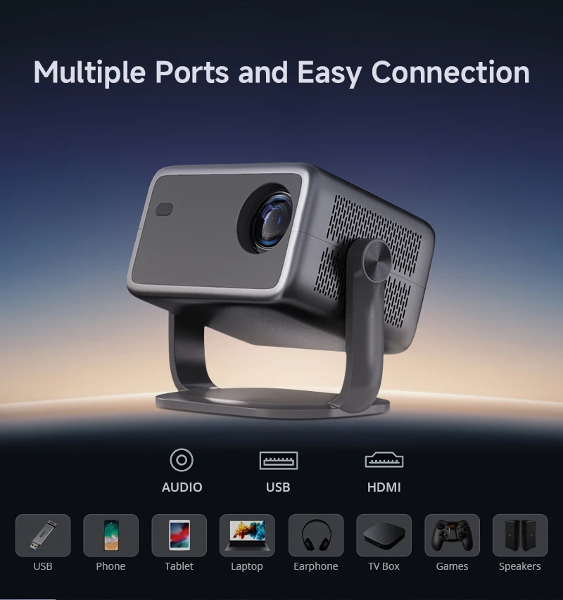 Android 13 Projector L018AA 4K Whale OS LCD Projector 320Ansi Lumens 1920X1080 Native Resolu Free 230° Intelligent Image Correct