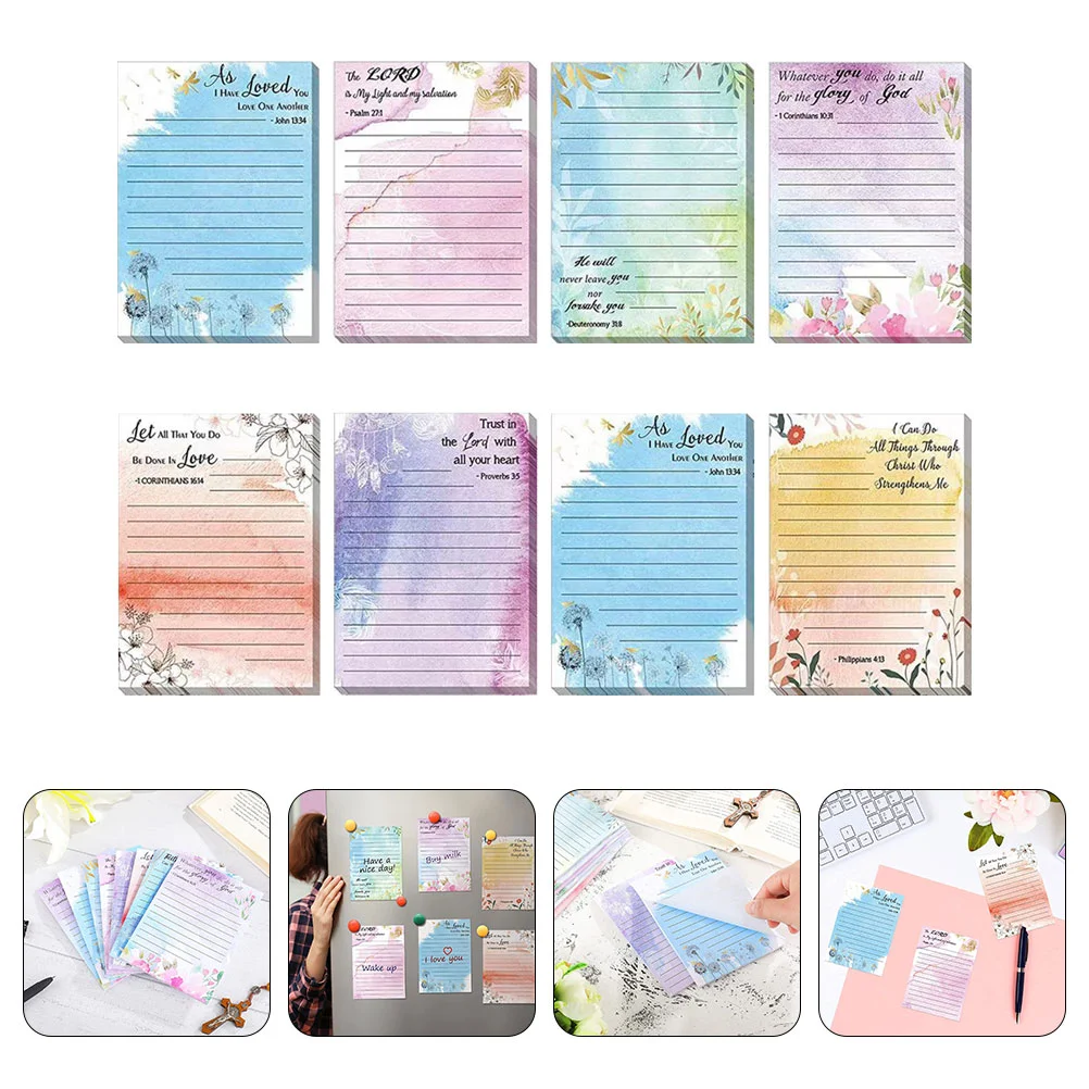 Multi-uso Suave Writing Memo Pads, Notebook Sticky Notes, Tabs, 8 Livros