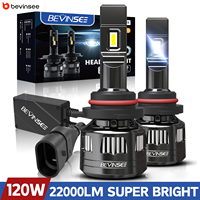 BEVINSEE Hir2 LED Headlight Bulbs CANBUS H4 H7 H11 H8 H1 Auto Lamps 120W 22000LM High Power 9005 HB3 9006 HB4 LED Fog Lights 12V