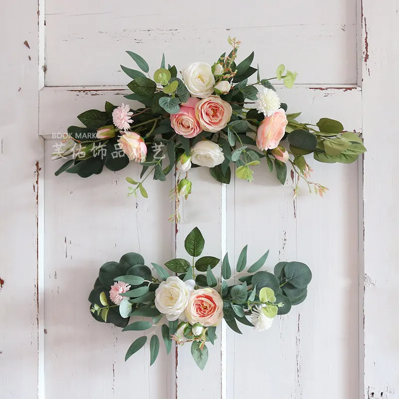 Fresh and fresh imitation flower wreaths door lintels, fake floral silk floral door decorations, wall hangings, wedding welcome