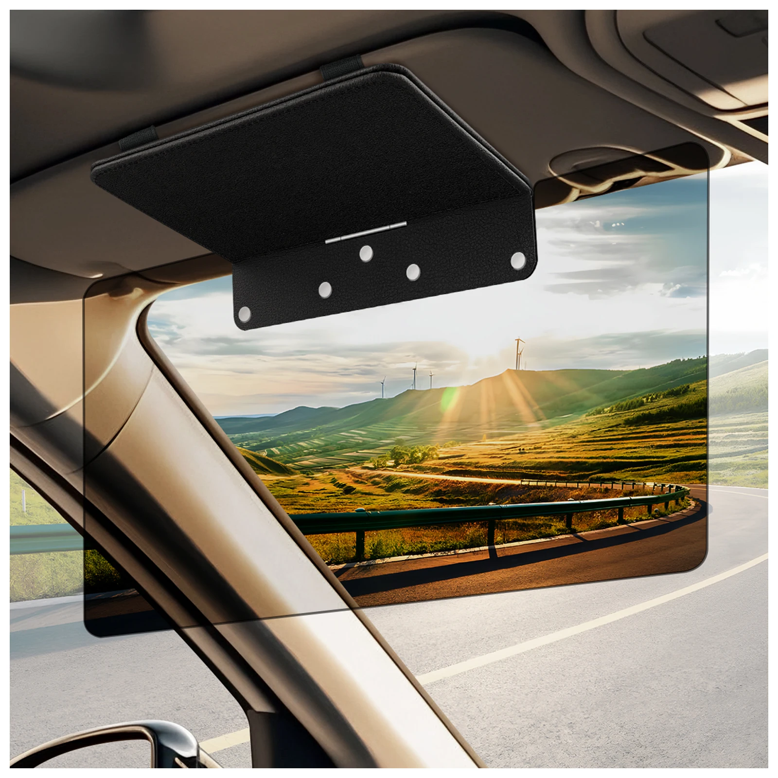 

Car Sun Visor Extender, Sun Visor With Rotating PC Sun Visor Lens, Adjustable Angle Lens to Prevent Glare, Safe Driving, Black