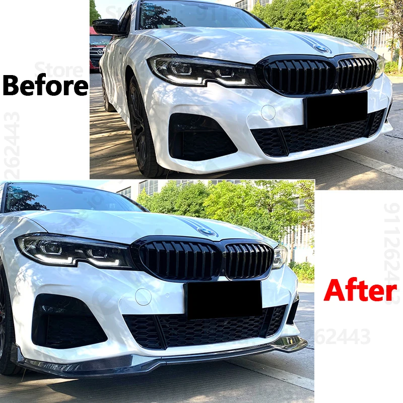 For BMW 3 Series G20 M Pack 2019-2022 320i 330i MP Car Front Bumper Lip Body Kit Spoiler Splitter Bumper Canard Lip Guard Kit