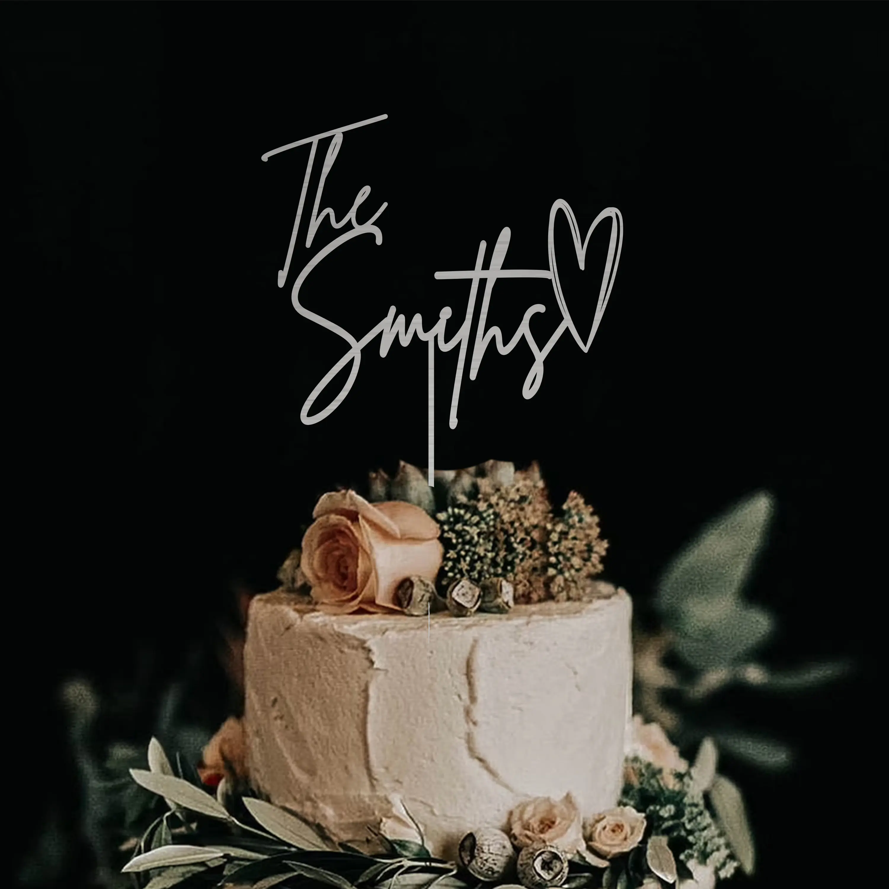 1PC Custom PMMA Cake Plug - Personalized Name & Numbers, Metallic Texture, DIY, Laser Engraved, Ideal for Ceremonial Moments & G