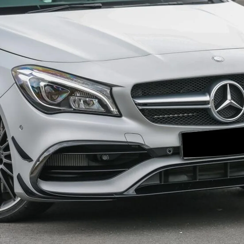 Preto amortecedor dianteiro lábio spoiler divisores canards aberturas modificação kit de atualização para mercedes benz cla c117 cla200 220 2016-2019