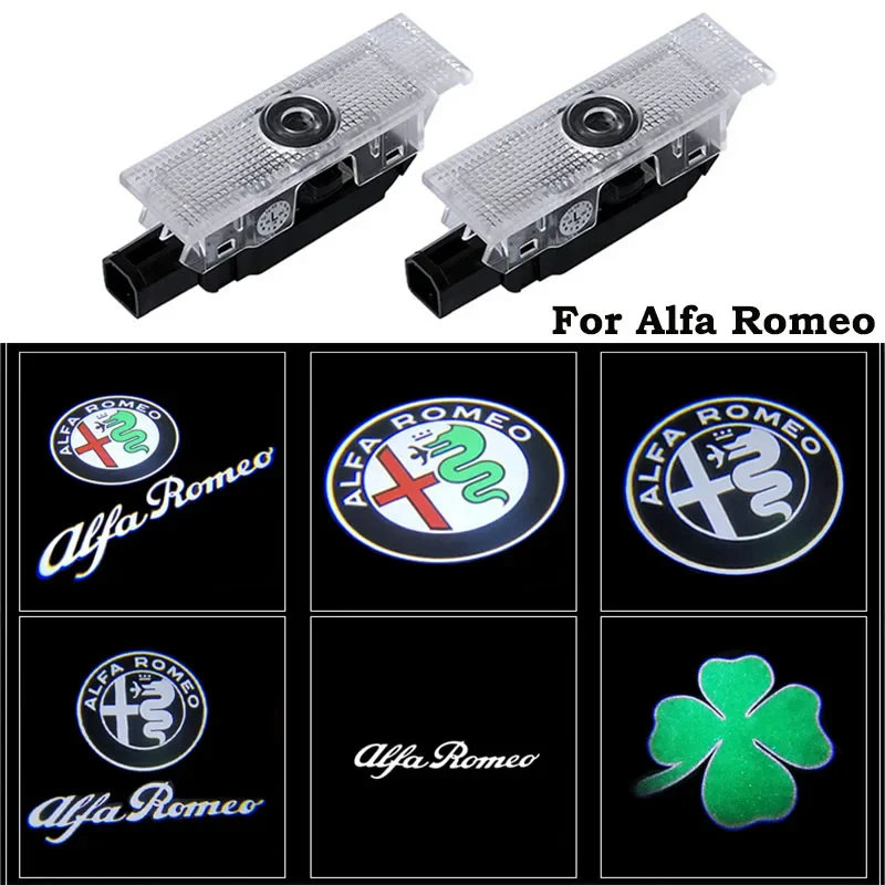 2pcs FOR Alfa Romeo LED Car Door Welcome Light Logo Projector Giulia Giulietta Mito Stelvio Brera 147 156 159 car-styling