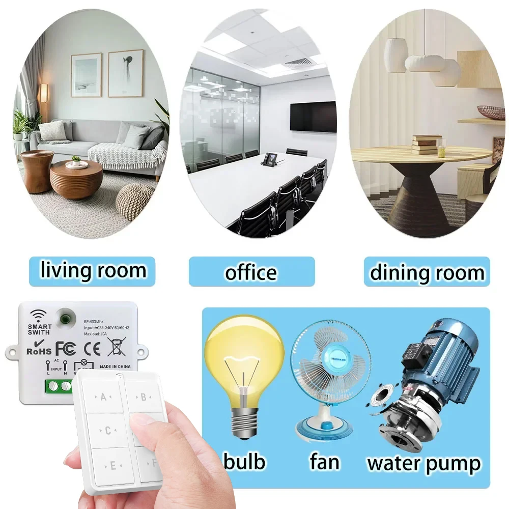 433MHz AC 220V 10A interruttore della luce Wireless interruttore a parete magnetico pulsante per il miglioramento domestico