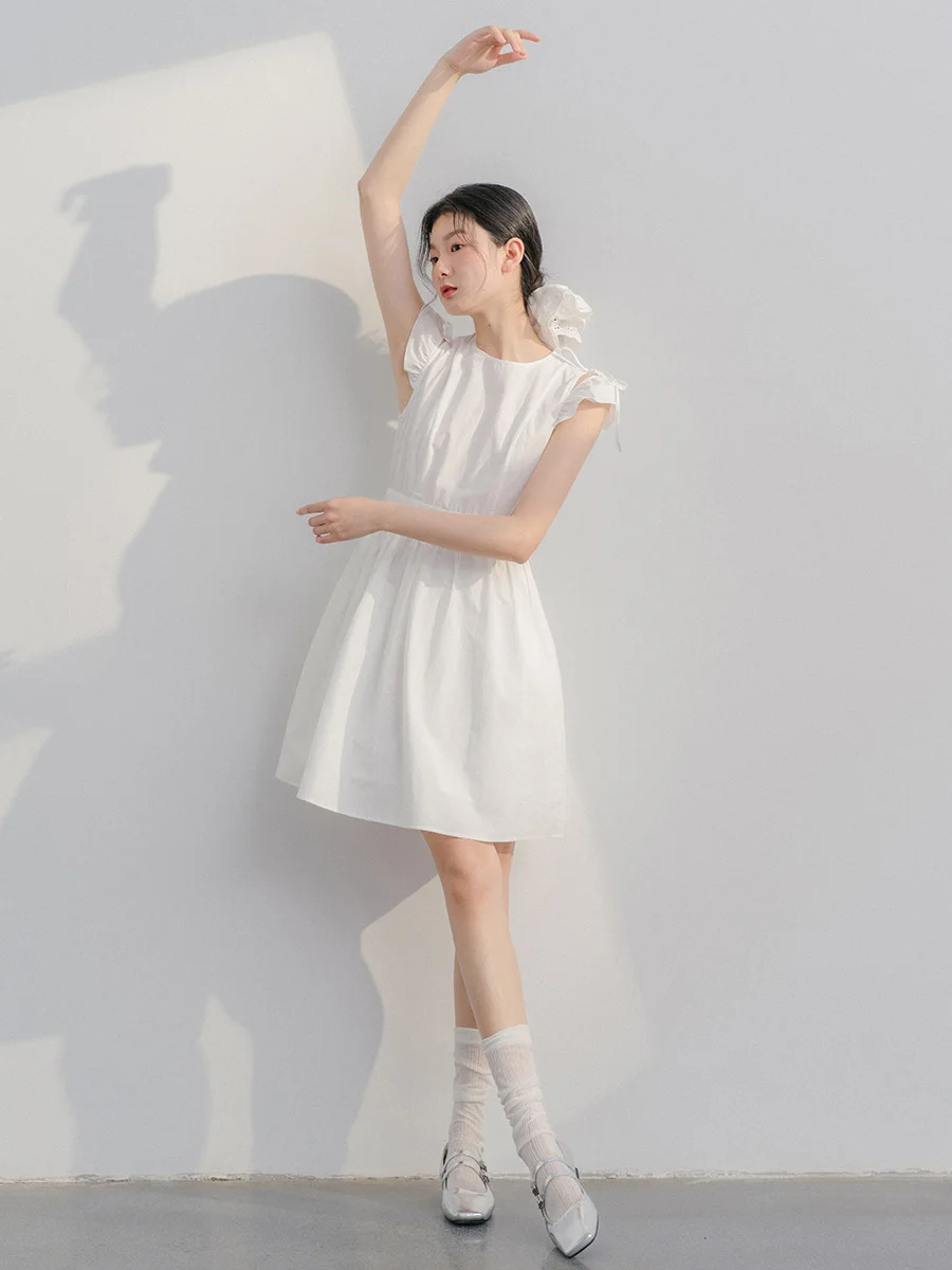 

Bluwhite Ballet Dancer White Dr with Sa Waist Cinching Svel Cotton Summer Skirt for Young Women