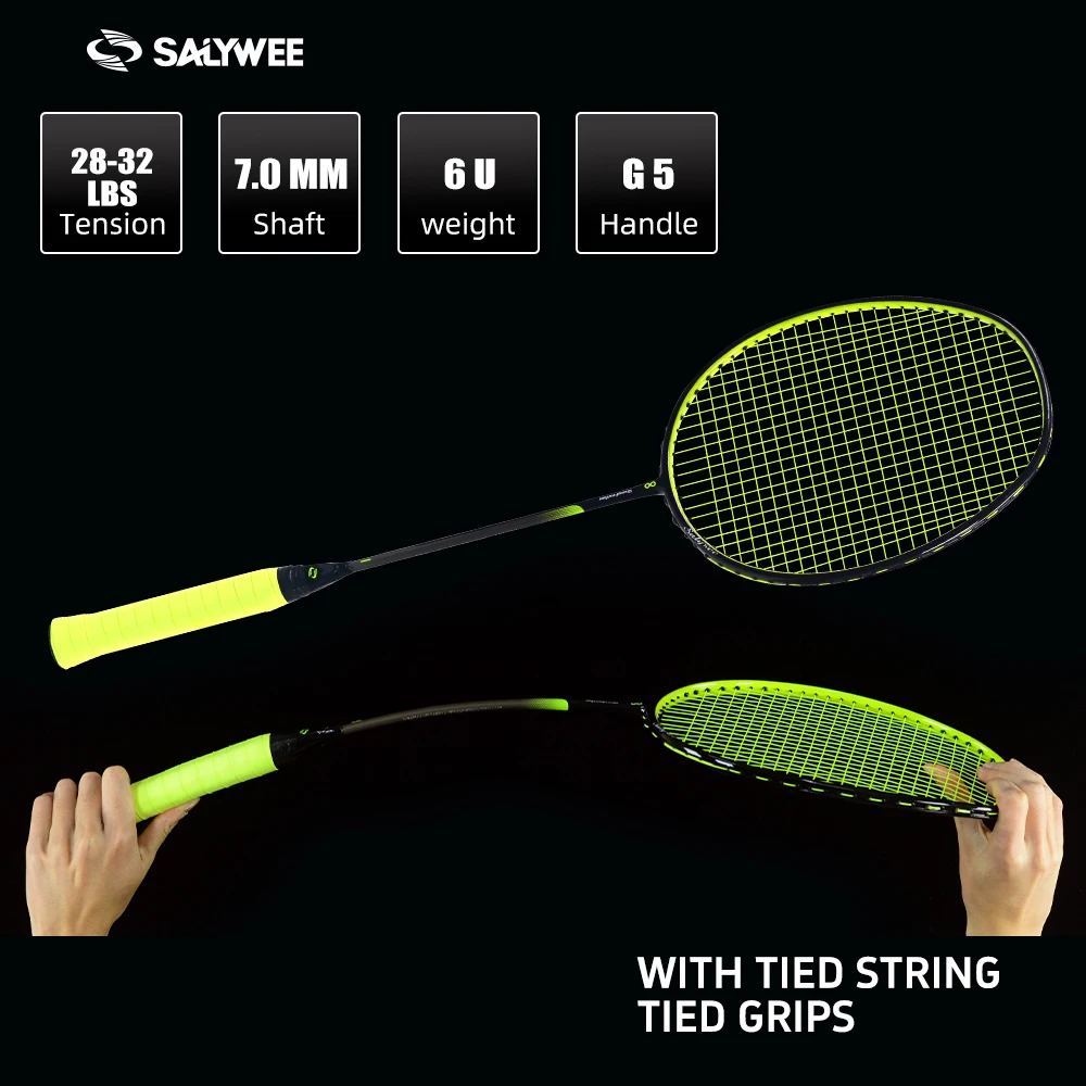 

Ракетка для бадминтона Sharp-Feather, T700, полностью карбоновая, 6U, 28-32 фунта, предварительно натянутая, двухцветная рама, конус Speed Cone снижает сопротивление ветру