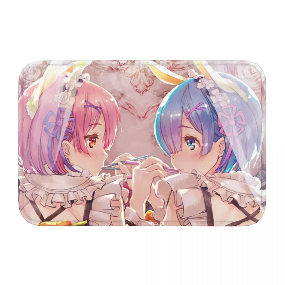 Re Zero Anime Non-slip Doormat Living Room Mat Ram Rem Girls Maid Balcony Carpet Welcome Rug Home Decorative