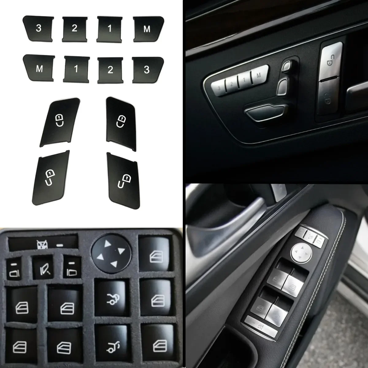 Door Unlock Memory Button Trim Car Window Glass Lifting Switch Cover Stickers For Mercedes Benz A B C E GLA CLA GLK W204 W212