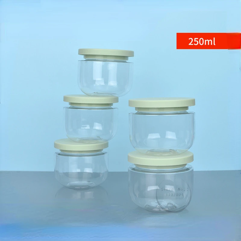 20Pcs Plastic Cream Jars Empty Transparent Refillable Bottle 250ml 8oz Cosmetic Pots Packaging PET Makeup Containers With Lids