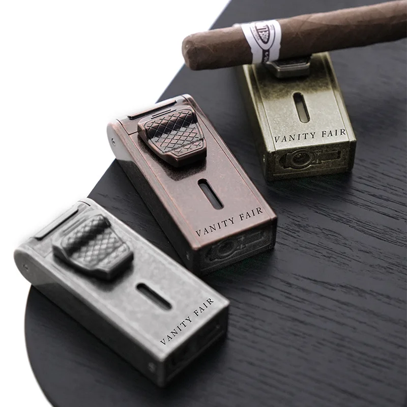 

Portable Retro Cigar Lighter with Diamond Knife Cigar Clipper Portable Multi functional Creative Lighter Men's High-end Gifts