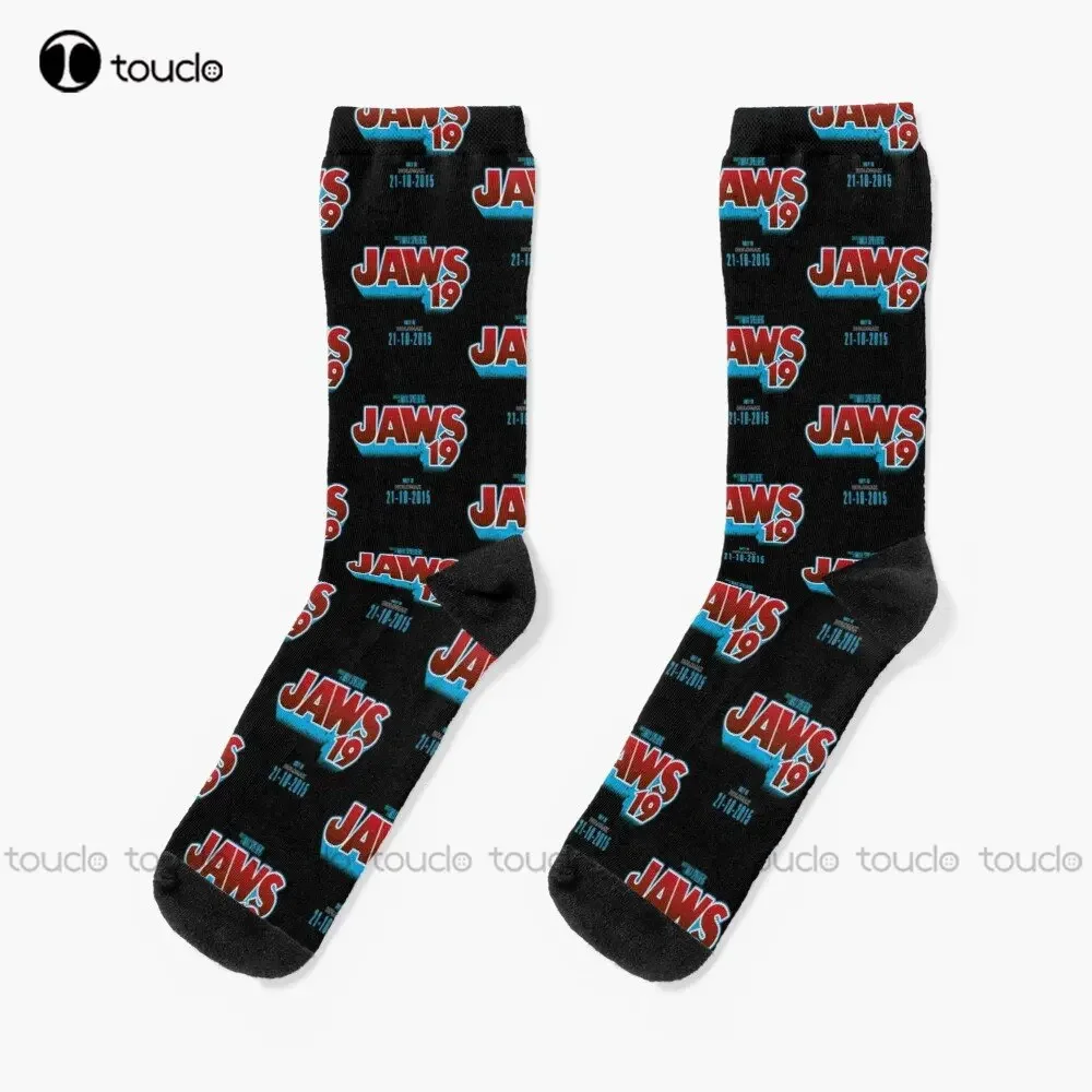 Regreso al futuro Jaws 19 (Retro al futuro) Calcetines Calcetines de fútbol blancos 360 °   Dibujos animados coloridos del regalo de Navidad de la impresión digital