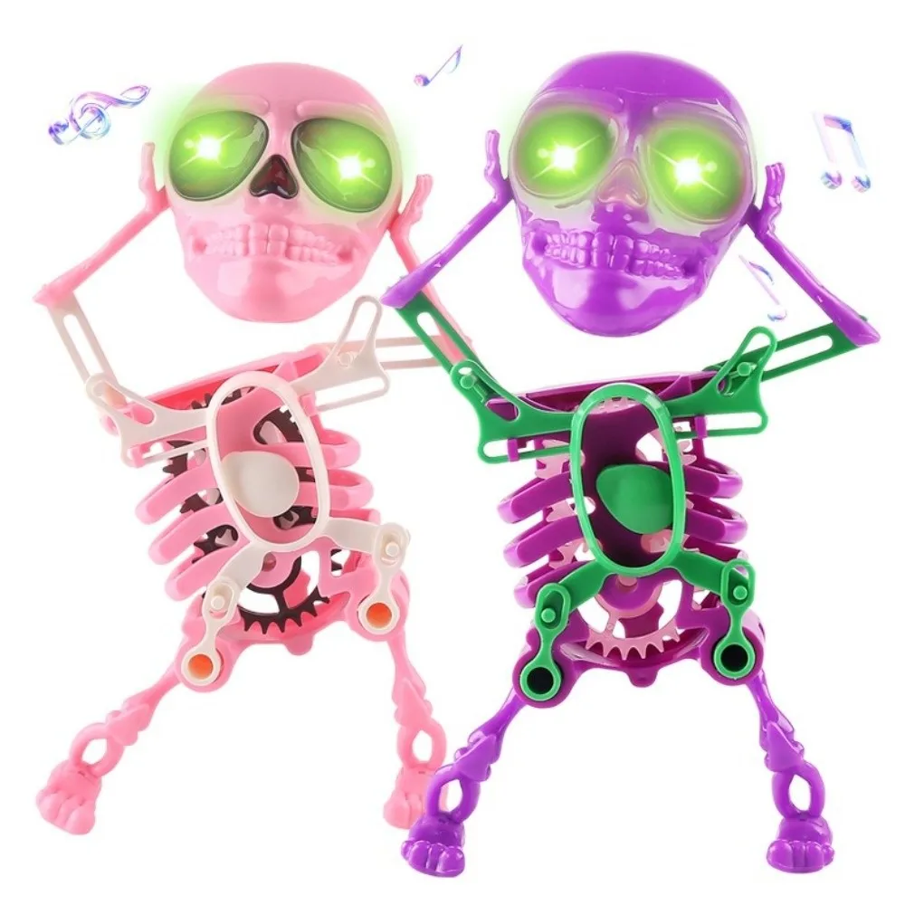 Dancing and Swinging Skull Toy Dancing Skeleton Wind Up Skeleton Clockwork Lighted Action Figure Articulated Flexible Skeleton