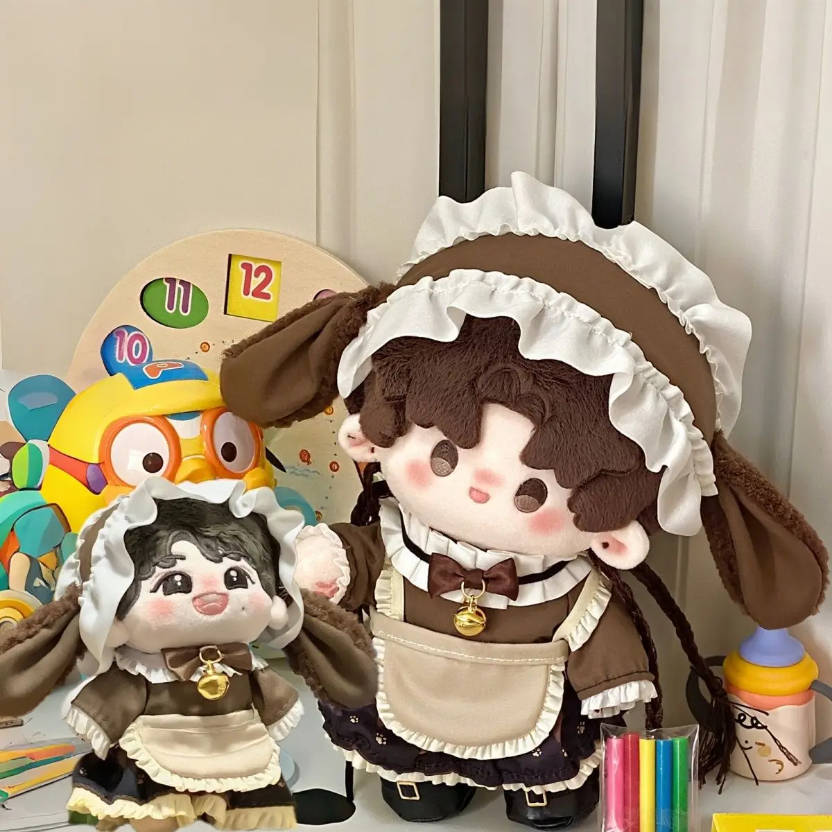 Set pakaian boneka katun 10 cm dan 20 cm asli tersedia, gaun boneka pembantu lucu untuk pakaian anak perempuan