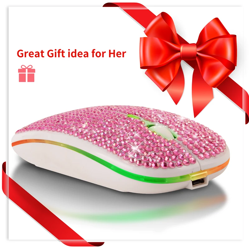 Bluetooth Bling Dazzling 2.4GHz Rechargeable Wireless Mouse Slim Mouse With USB Receiver Compatible With Notebook PC MacBook