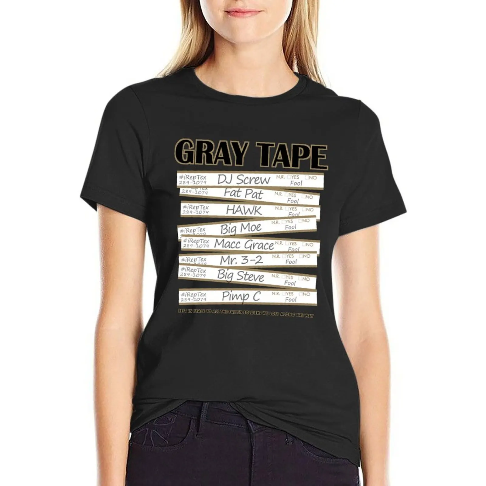 Gray Tape | #iRepTex T-Shirt graphics Short sleeve tee female anime clothes tshirts for Women