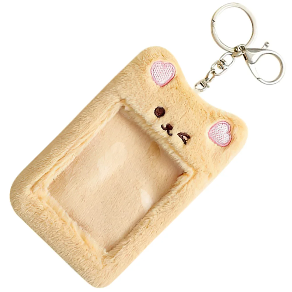 

Bear Card Holder Pendant Keychain Fob Wallet Student Holders Cover Bag Pvc Plush Clip Slim Personalized Front Pocket Girl Bus