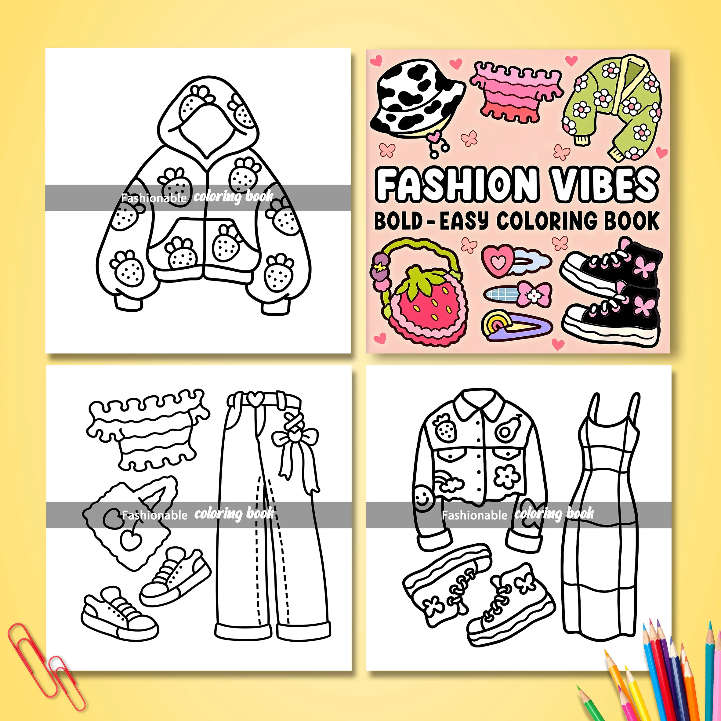 FASHION VIBES Bold-easy Patterns Coloring Book for Adults Cute Drawing Book Perfect Gift for Party and Birthday