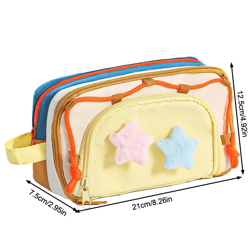 Estuche organizador portátil multicapa Kawaii para lápices, suministros de bolsa para bolígrafos con diseño de bloques de Color de gran capacidad, bonito bolso funcional