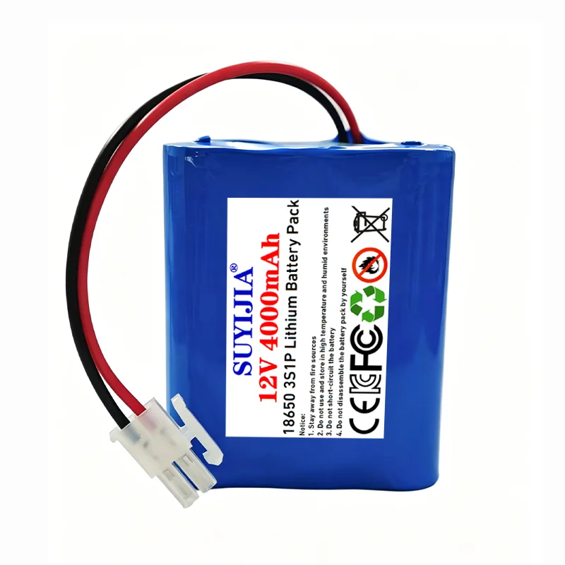 

12V 3S1P Battery 12.6V/11.1V 18650 Li-ion Battery Pack 4000mAh Backup Power Supply, CCTV, Camera, Fascia gun，lithium-ion battery