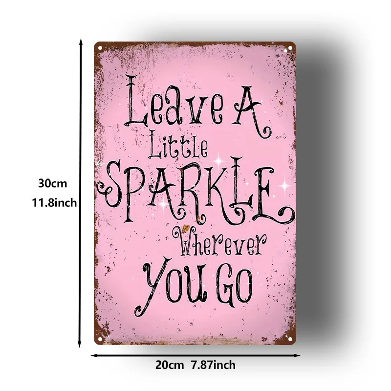 2D Flat, 2D Flat, [2D Flat]2D Flat- 1pc Vintage Art Sign Pink Background with Leave a Little Wherever You Go Text, 8.0X12.0 Inch