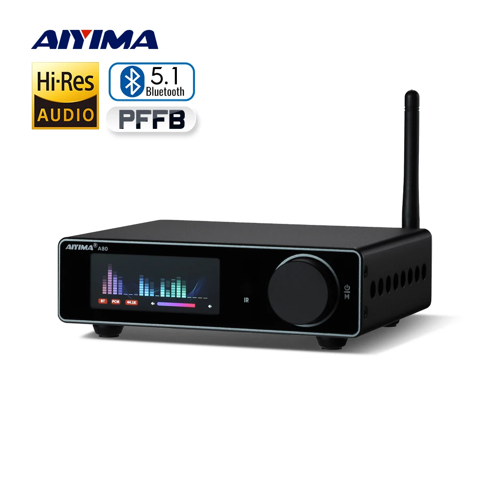 AIYIMA A80 TPA3255 Home Amplifier PFFB Bluetooth DAC Stereo Power 300Wx2 Hifi OLED Electronic UV Digital Amp TRS/RCA Input