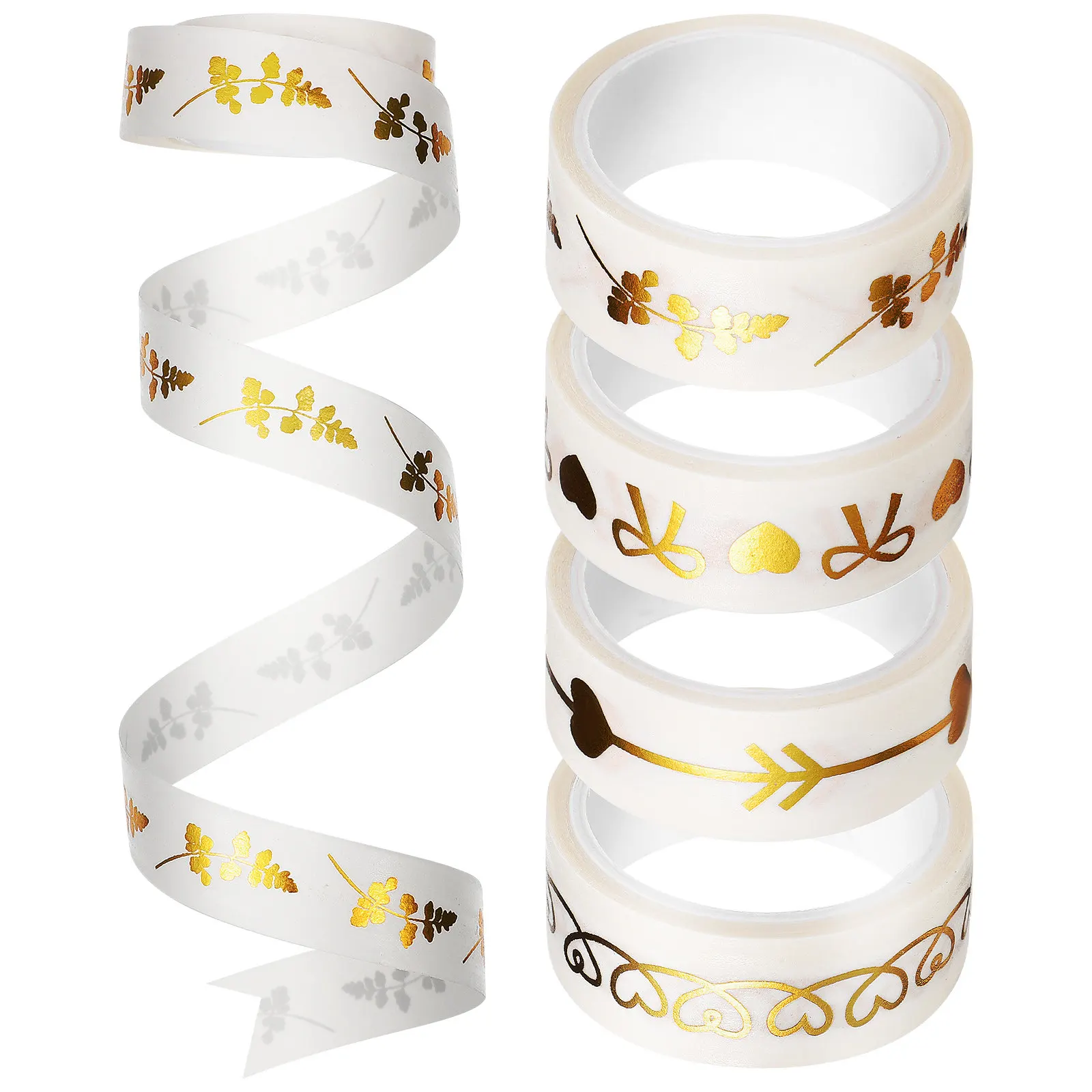 

5 Rolls Metallic Decorative Washi Tape Strong Sticky Paper Tape for Crafts Journals Diaries Notepads Scrapbooks