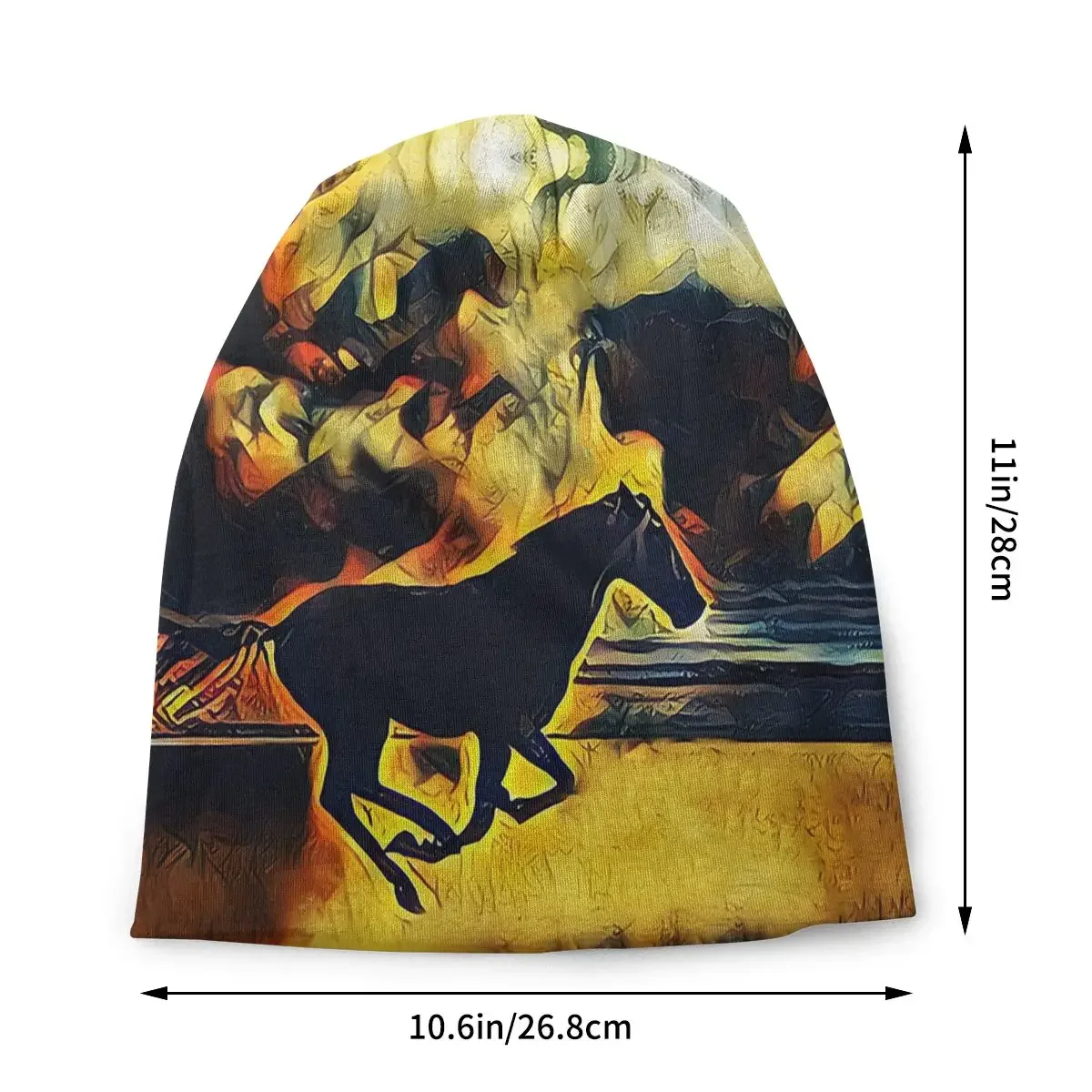 Sunset Galloping Horse Run Quickly Unisex Bonnet Thin Hip Hop Hats Skullies Hat Breathable Caps