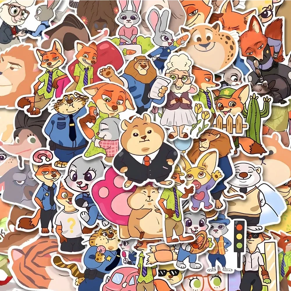 10/30/50pcs Disney Cute Movie Zootopia Graffiti Stickers Decals DIY Laptop Notebook Phone Suitcase Stationery Sticker Kids Toys