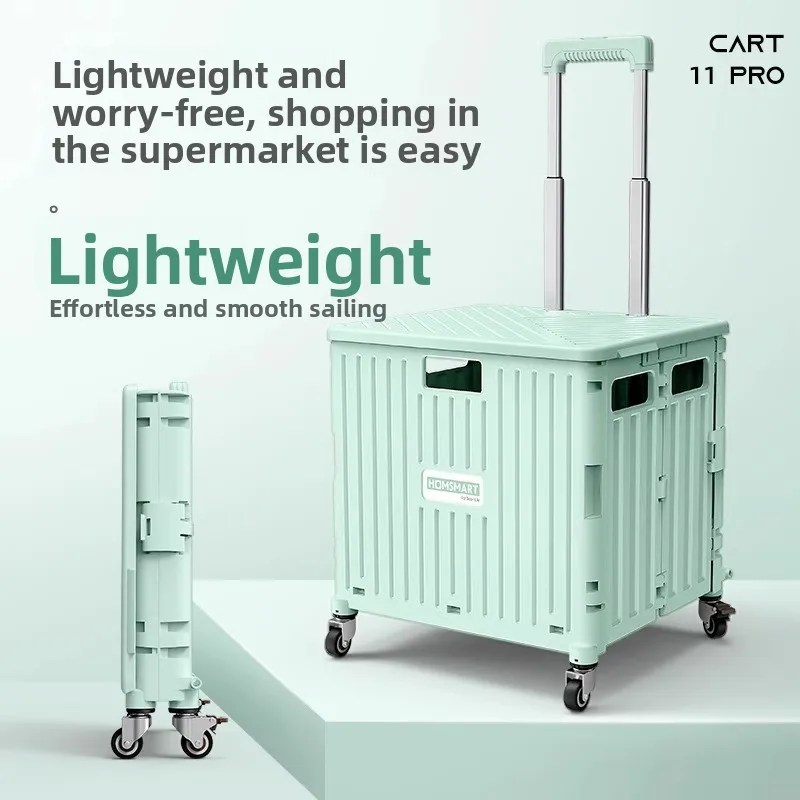 

Portable Folding Shopping Cart for Supermarket Camping Trolley for Grocery Shopping Universal Wheels made Handle Small Cart