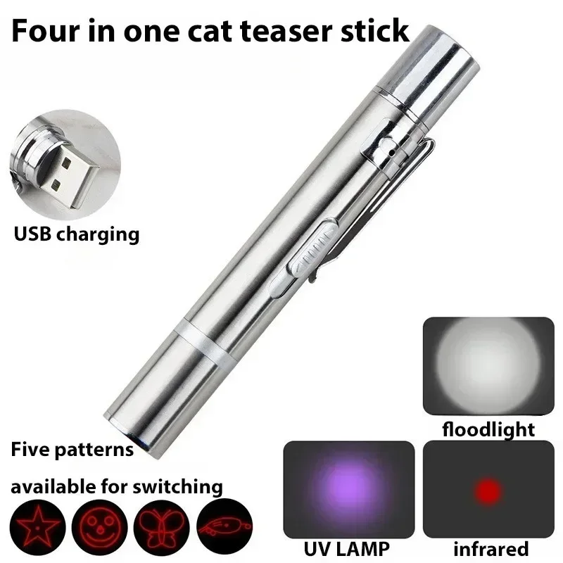 1pc Hot Charging Multifunctional Electronic Infrared Multi Pattern Projection Lighting Detection Pet Toy Laser Cat Teaser Sticks