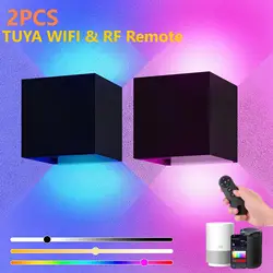 2PC Outdoor Wall Lights 10W RGBCW LED Patio Wall Light Fixture Smart Modern Outdoor Light with App/Voice Control Adjustable Beam