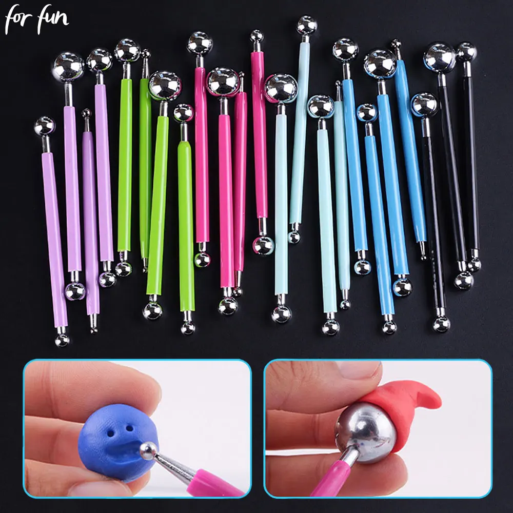 

For Fun 4PCS Set Pottery Dots Sculpture Tool Stainless Steel Polymer Clay Shape Pen Metal Ball Clay Carving DIY Ceramics Tools