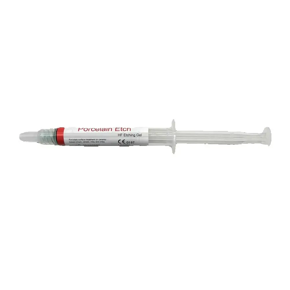 CE-goedgekeurd DX. Porselein Etch hydrofluorzuur etchant Porseleinen etsgel inhoudt 9,5% hydrofluorzuur 2,5 ml / spuit