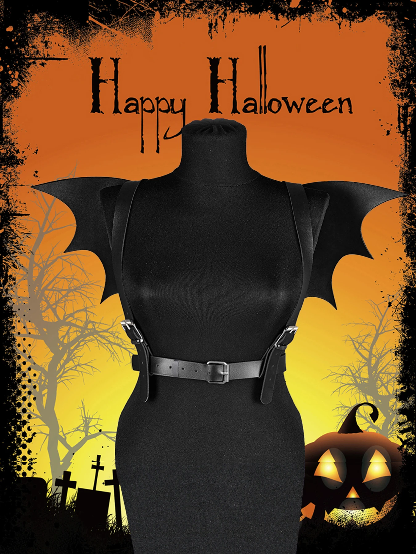 Bat Wings Harness Leather Waist Belt Chest Harness Halloween Costume Waist Harness Wing Harness with Wings Dragon Wings Gothic