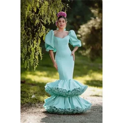 Elegant Sky Blue Mermaid Evening Dresses Beads Sweetheart Party Prom Pleats Long Dress