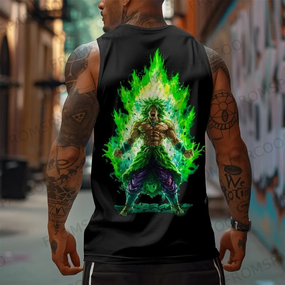 

Dragon Ball Anime Goku Peripheral Print Tank Top American Gym Men's Casual Loose Sports Summer Fashion Pure Cotton Vest ins