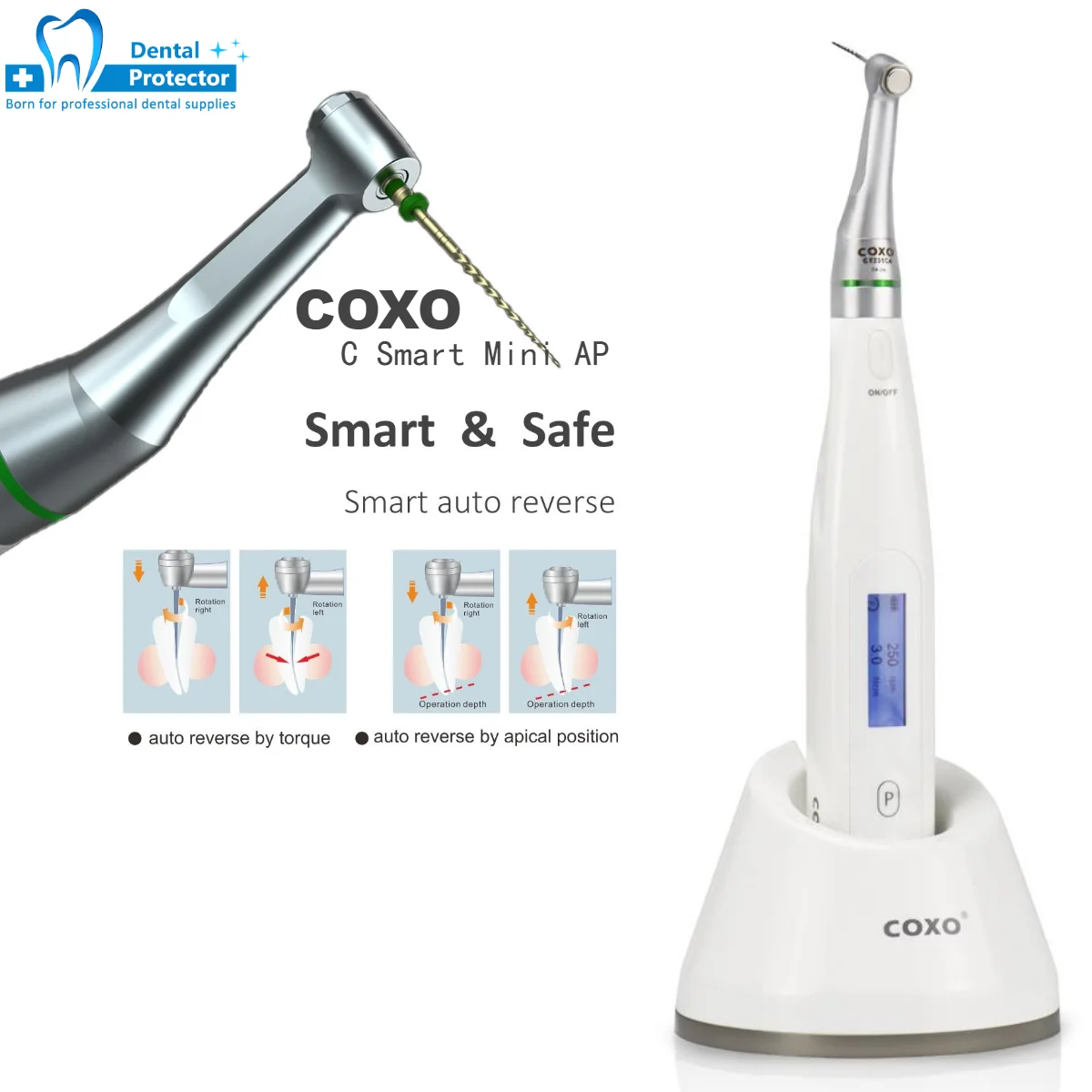 COXO Dental Endo Motor Cordless LED 16:1 Contra Angle With Reduction Head Low Speed Handpiece Dentistry Endodoncia Treatment