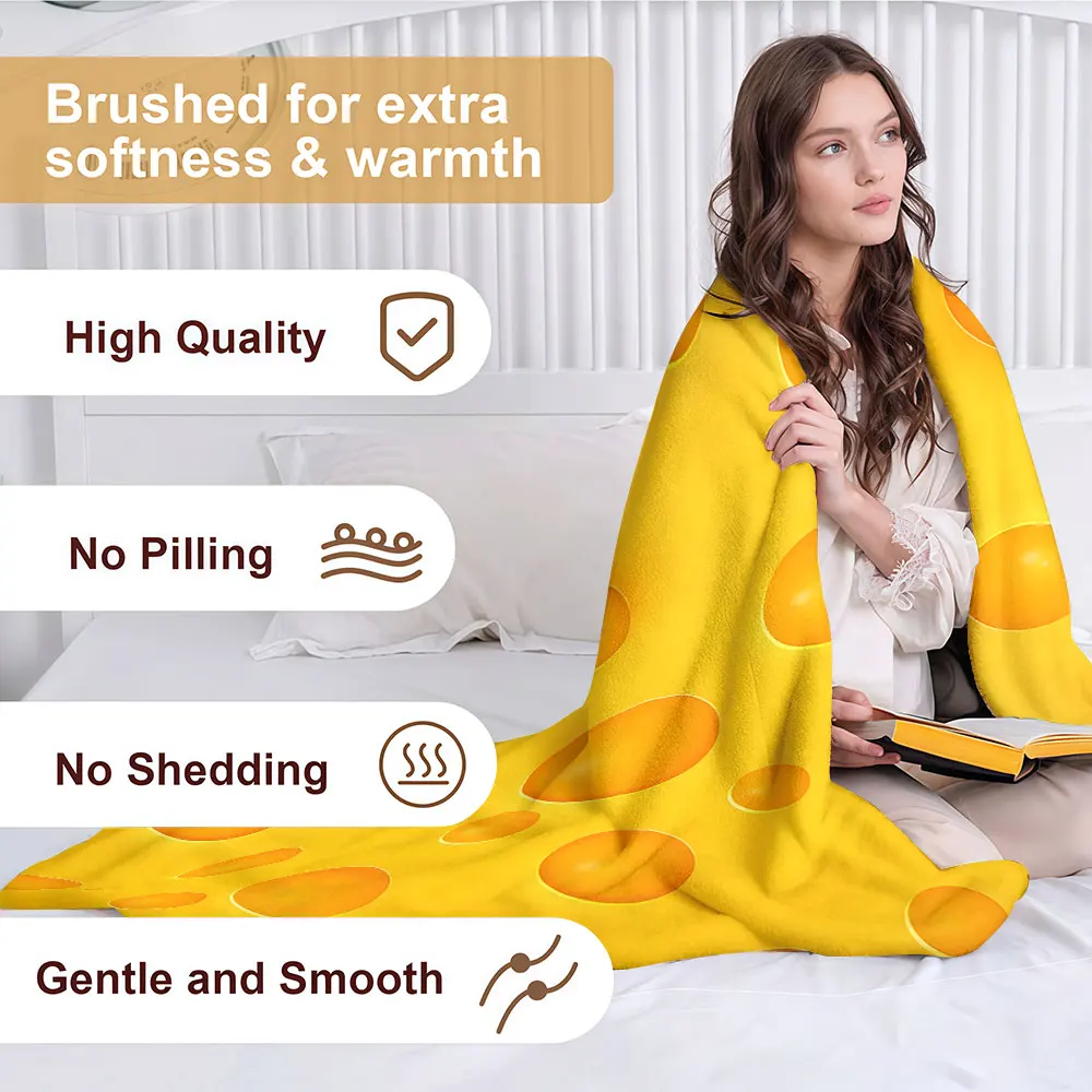 Cheese Texture Soft Warm Flannel Blanket Lightweight Cozy Christmas Halloween Home Decor Room