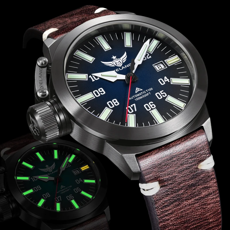 Yelang V1022R Brand Watch PT5000 Automatic Mechanical movement Luminous 10ATM 100M Waterproof Men Watch Military Style Watches