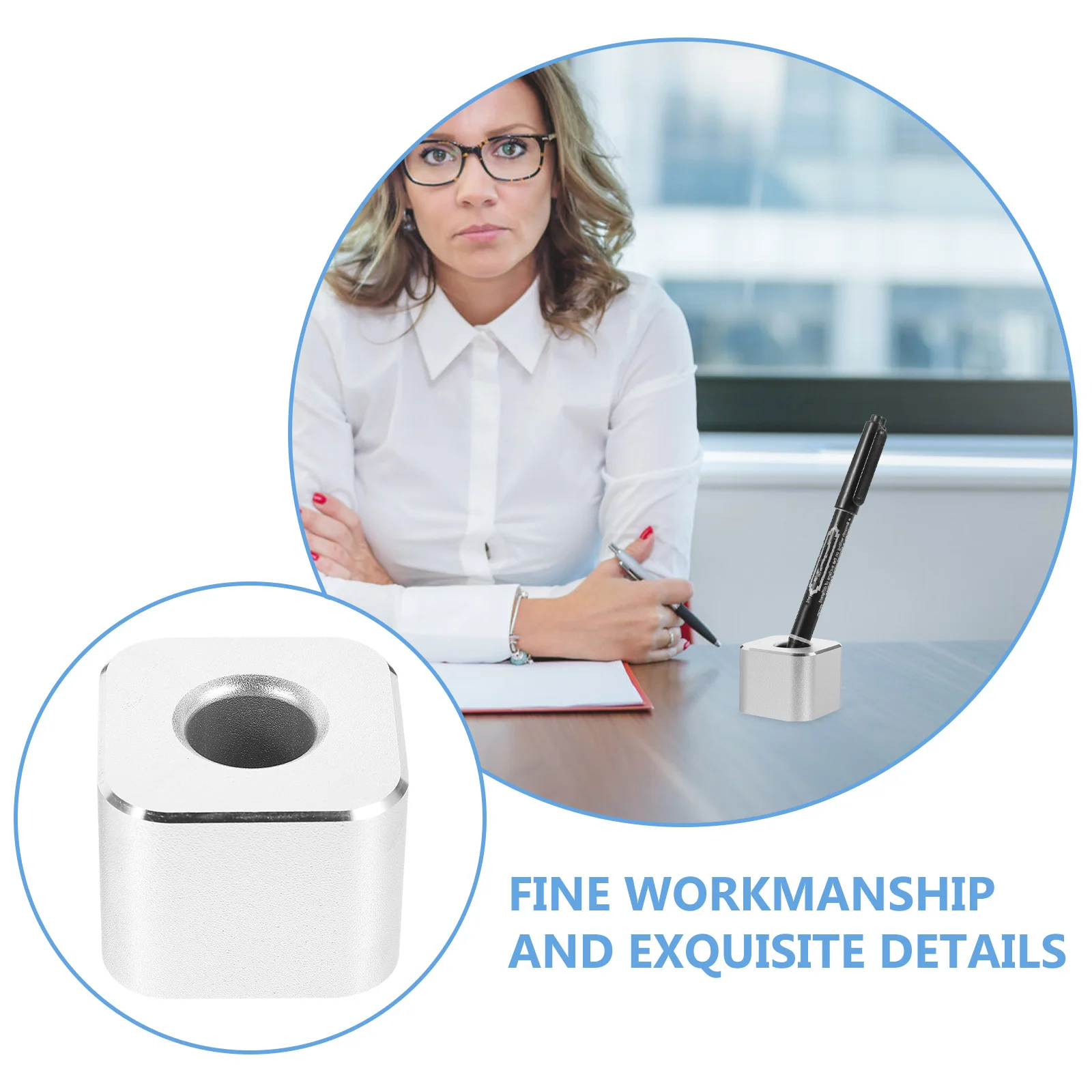 

Square Round Hole Holder Premium Metal Single Stand For Office Desk Storage Cube Pen Rest Stand For Fountain Pen